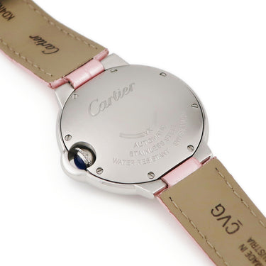 腕時計 カルティエ Cartier バロンブルー33mm WSBB0002 自動巻き レディース ピンク ローマン ギヨシェ 青針 ブルースティール