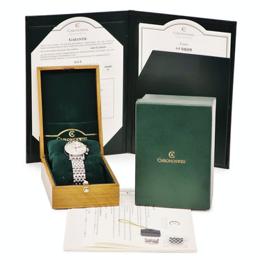 腕時計 クロノスイス CHRONOSWISS ルナ クロノグラフ CH7523L 自動巻き メンズ シルバー 青針 ムーンフェイズ ポインターデイト