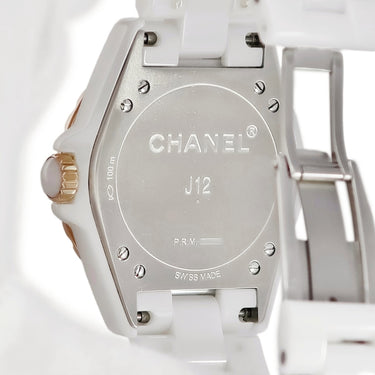腕時計 シャネル CHANEL J12-365 H3843 自動巻き メンズ K18ベージュゴールド×セラミック コンビ 純正ダイヤ デイト ギヨシェ