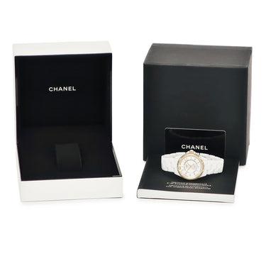 腕時計 シャネル CHANEL J12-365 H3843 自動巻き メンズ K18ベージュゴールド×セラミック コンビ 純正ダイヤ デイト ギヨシェ