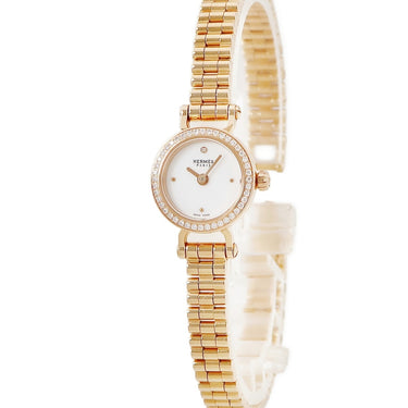 腕時計 エルメス HERMES フォーブル FG1.171 クオーツ レディース K18PG無垢製 純正ダイヤ ピンクゴールド ホワイト 白