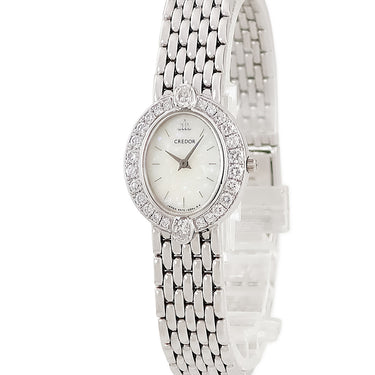 腕時計 クレドール Credor プレステージ 4N70-5032 GTAA977 クオーツ レディース K18WG無垢 純正ダイヤ オパール オーバル