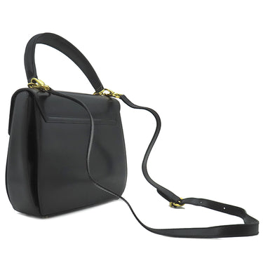 サルヴァトーレ・フェラガモ Salvatore Ferragamo ガンチーニ ブラック レザー 2WAYバッグ ゴールド金具 黒 ハンドバッグ ショルダーバッグ