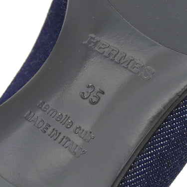 エルメス HERMES モカシン パリ ロワイヤル H231050Z ブルーブルーエ×マリン デニム レザー #35 ローファー シルバー金具 紺 H金具