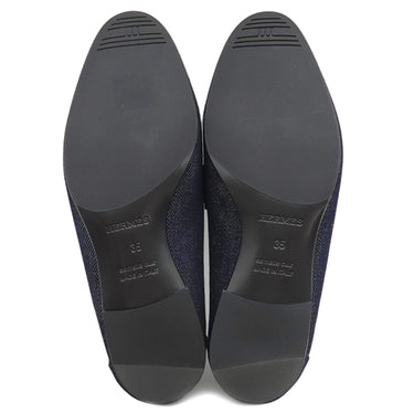 エルメス HERMES モカシン パリ ロワイヤル H231050Z ブルーブルーエ×マリン デニム レザー #35 ローファー シルバー金具 紺 H金具