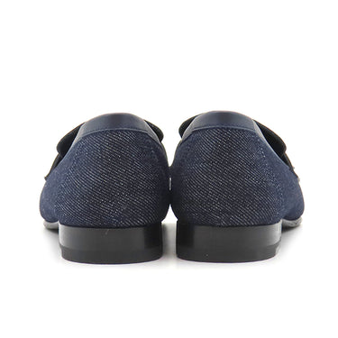 エルメス HERMES モカシン パリ ロワイヤル H231050Z ブルーブルーエ×マリン デニム レザー #35 ローファー シルバー金具 紺 H金具