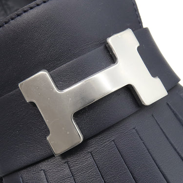 エルメス HERMES モカシン パリ ロワイヤル H231050Z ブルーブルーエ×マリン デニム レザー #35 ローファー シルバー金具 紺 H金具