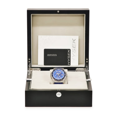 腕時計 ハイゼック Hysek アビス クロノグラフ AB4402T03 自動巻き メンズ ブルー デイト スモールセコンド シースルーバック