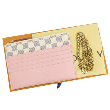ルイヴィトン LOUIS VUITTON ポシェット フェリシー N40491 ダミエアズール ダミエアズールキャンバス チェーンウォレット ゴールド金具 白 ピンク チェーンショルダー