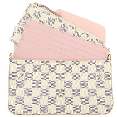 ルイヴィトン LOUIS VUITTON ポシェット フェリシー N40491 ダミエアズール ダミエアズールキャンバス チェーンウォレット ゴールド金具 白 ピンク チェーンショルダー