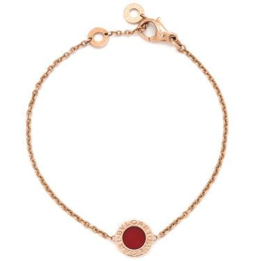 ブルガリ BVLGARI ブルガリブルガリ ピンクゴールド K18PG カーネリアン マザーオブパール ブレスレット 赤 パールホワイト Au750 K18PG