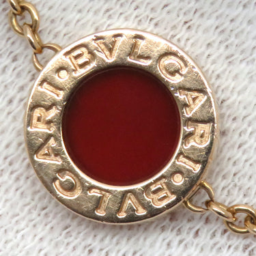 ブルガリ BVLGARI ブルガリブルガリ ピンクゴールド K18PG カーネリアン マザーオブパール ブレスレット 赤 パールホワイト Au750 K18PG