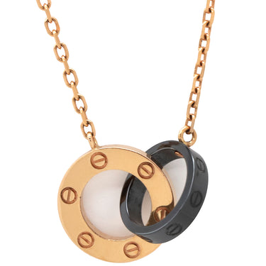 カルティエ Cartier ラブ サークル ピンクゴールド K18PG ダイヤモンド セラミック ネックレス 3Pダイヤ 18金 750PG