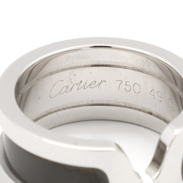 カルティエ Cartier C2リング 2003年クリスマス限定 ブラックXホワイトゴールド K18WG ブラックラッカー #49(JP9) リング 指輪 黒 9号