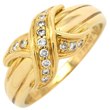 ティファニー Tiffany & Co シグネチャー クロス ダイヤリング イエローゴールド K18YG ダイヤモンド リング 指輪 T&Co. Au750 18K 18金 17.5号