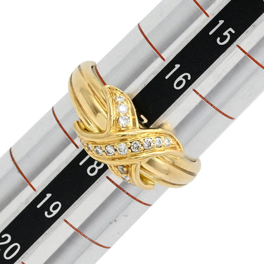 ティファニー Tiffany & Co シグネチャー クロス ダイヤリング イエローゴールド K18YG ダイヤモンド リング 指輪 T&Co. Au750 18K 18金 17.5号