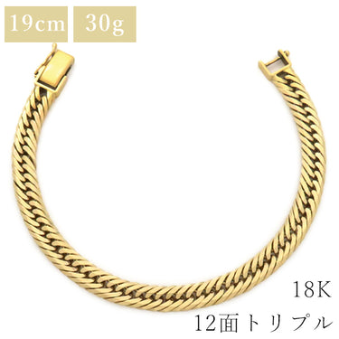 喜平 KIHEI K18 18金 19.5cm 30.6g 12面 トリプル イエローゴールド K18YG ブレスレット 造幣局検定マーク ショッピングローン対応していません