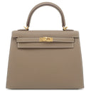エルメス HERMES ケリー25 外縫い エトゥープ ヴォーエプソン 2WAYバッグ ゴールド金具 新品 未使用 グレージュ ショルダー ハンドバッグ