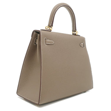 エルメス HERMES ケリー25 外縫い エトゥープ ヴォーエプソン 2WAYバッグ ゴールド金具 新品 未使用 グレージュ ショルダー ハンドバッグ