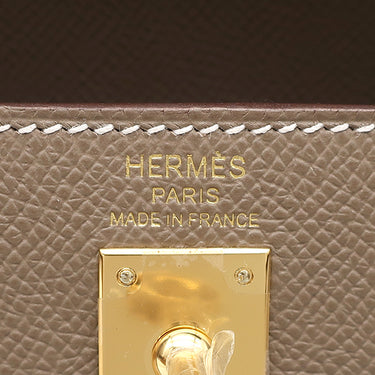 エルメス HERMES ケリー25 外縫い エトゥープ ヴォーエプソン 2WAYバッグ ゴールド金具 新品 未使用 グレージュ ショルダー ハンドバッグ