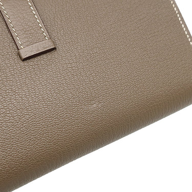 エルメス HERMES ベアンスフレ エトゥープ シェーブル 長財布 シルバー金具 グレージュ 二つ折り財布