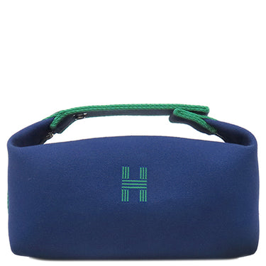 エルメス HERMES ブリッド ア ブラック PM マリン トワルアッシュ ポーチ シルバー金具 紺 ハンドバッグ バニティバッグ