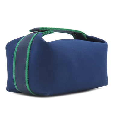 エルメス HERMES ブリッド ア ブラック PM マリン トワルアッシュ ポーチ シルバー金具 紺 ハンドバッグ バニティバッグ