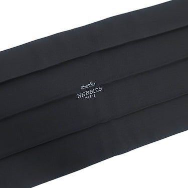 エルメス HERMES 無地 5.5cm ブラック シルク ネクタイ 黒 スカーフタイ