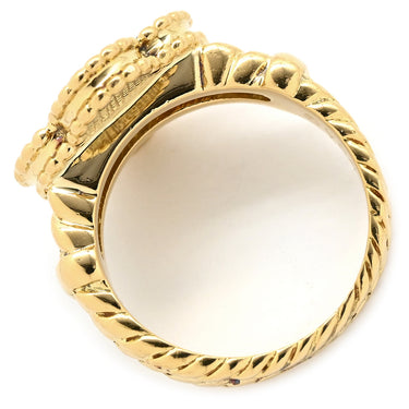 ヴァンクリーフアーペル Van Cleef & Arpels ヴィンテージ アルハンブラ 白サンゴ イエローゴールド K18YG 珊瑚（コーラル） ダイヤモンド リング 指輪 1Pダイヤ Au750 18金 10.5号