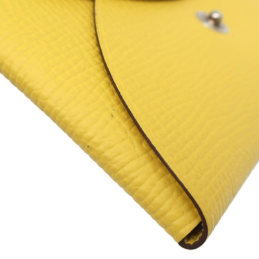 エルメス HERMES カルヴィ デュオ ジョーヌナプル ヴォーエプソン カードケース シルバー金具 黄色 フラグメントケース