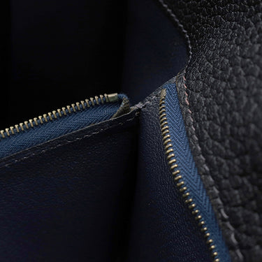 エルメス HERMES ホワイトバスGM ブラック×ネイビー フィヨルド トートバッグ ゴールド金具 黒 紺 バイカラー