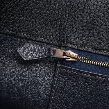 エルメス HERMES ホワイトバスGM ブラック×ネイビー フィヨルド トートバッグ ゴールド金具 黒 紺 バイカラー