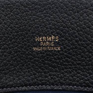 エルメス HERMES ホワイトバスGM ブラック×ネイビー フィヨルド トートバッグ ゴールド金具 黒 紺 バイカラー