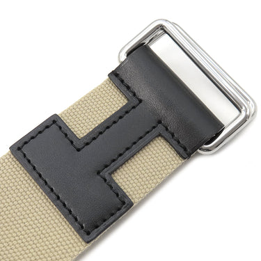 エルメス HERMES ノマド40 ブラック×ベージュ メタル テキスタイル ヴァッシュハンター 14037 ベルト シルバー金具