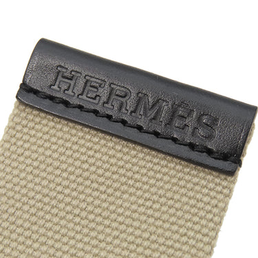 エルメス HERMES ノマド40 ブラック×ベージュ メタル テキスタイル ヴァッシュハンター 14037 ベルト シルバー金具