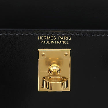 エルメス HERMES ミニケリードゥ 外縫い  ブラック ボックスカーフ 2WAYバッグ ゴールド金具 黒