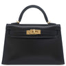 エルメス HERMES ミニケリードゥ 外縫い  ブラック ボックスカーフ 2WAYバッグ ゴールド金具 黒