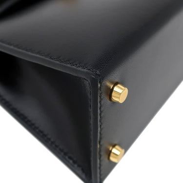 エルメス HERMES ミニケリードゥ 外縫い  ブラック ボックスカーフ 2WAYバッグ ゴールド金具 黒