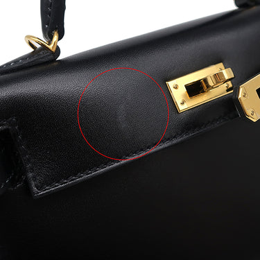 エルメス HERMES ミニケリードゥ 外縫い  ブラック ボックスカーフ 2WAYバッグ ゴールド金具 黒