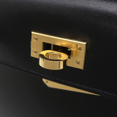 エルメス HERMES ミニケリードゥ 外縫い  ブラック ボックスカーフ 2WAYバッグ ゴールド金具 黒