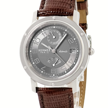 腕時計 エルメス HERMES クリッパー GMT パワーリザーブ CL2.810.230/CET 自動巻き メンズ グレー デイト ワールドタイム