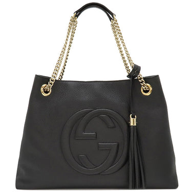 グッチ GUCCI ソーホー インターロッキング G 308982 ブラック レザー ハンドバッグ ゴールド金具 黒