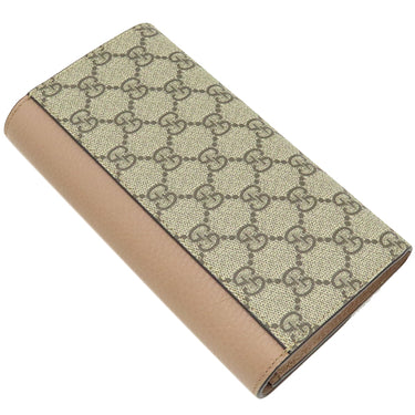 グッチ GUCCI ダブルG バイカラー コンチネンタルウォレット 456116 ベージュ×ダスティピンク GGスプリームキャンバス 長財布 ゴールド金具 フラップ式