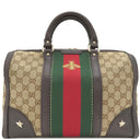 グッチ GUCCI ウェブ ビー 2WAY ミニボストン 406868 ベージュ×ダークブラウン GGキャンバス 2WAYバッグ ゴールド金具 茶 ハンドバッグ ショルダー ハチ