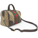 グッチ GUCCI ウェブ ビー 2WAY ミニボストン 406868 ベージュ×ダークブラウン GGキャンバス 2WAYバッグ ゴールド金具 茶 ハンドバッグ ショルダー ハチ