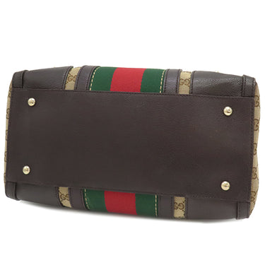 グッチ GUCCI ウェブ ビー 2WAY ミニボストン 406868 ベージュ×ダークブラウン GGキャンバス 2WAYバッグ ゴールド金具 茶 ハンドバッグ ショルダー ハチ