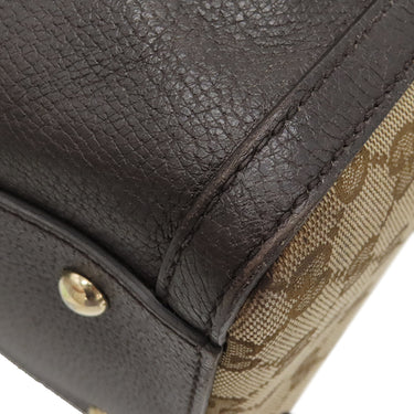 グッチ GUCCI ウェブ ビー 2WAY ミニボストン 406868 ベージュ×ダークブラウン GGキャンバス 2WAYバッグ ゴールド金具 茶 ハンドバッグ ショルダー ハチ