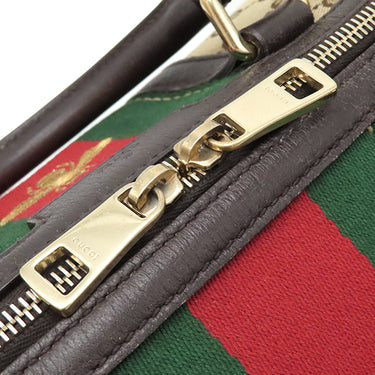 グッチ GUCCI ウェブ ビー 2WAY ミニボストン 406868 ベージュ×ダークブラウン GGキャンバス 2WAYバッグ ゴールド金具 茶 ハンドバッグ ショルダー ハチ