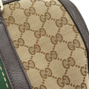 グッチ GUCCI ウェブ ビー 2WAY ミニボストン 406868 ベージュ×ダークブラウン GGキャンバス 2WAYバッグ ゴールド金具 茶 ハンドバッグ ショルダー ハチ