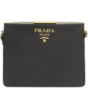 プラダ PRADA ライトフレームバッグ 1BC046 NERO サフィアーノレザー シティカーフ ショルダーバッグ ゴールド金具 黒 メタルロゴ SAFFIANO CITY C